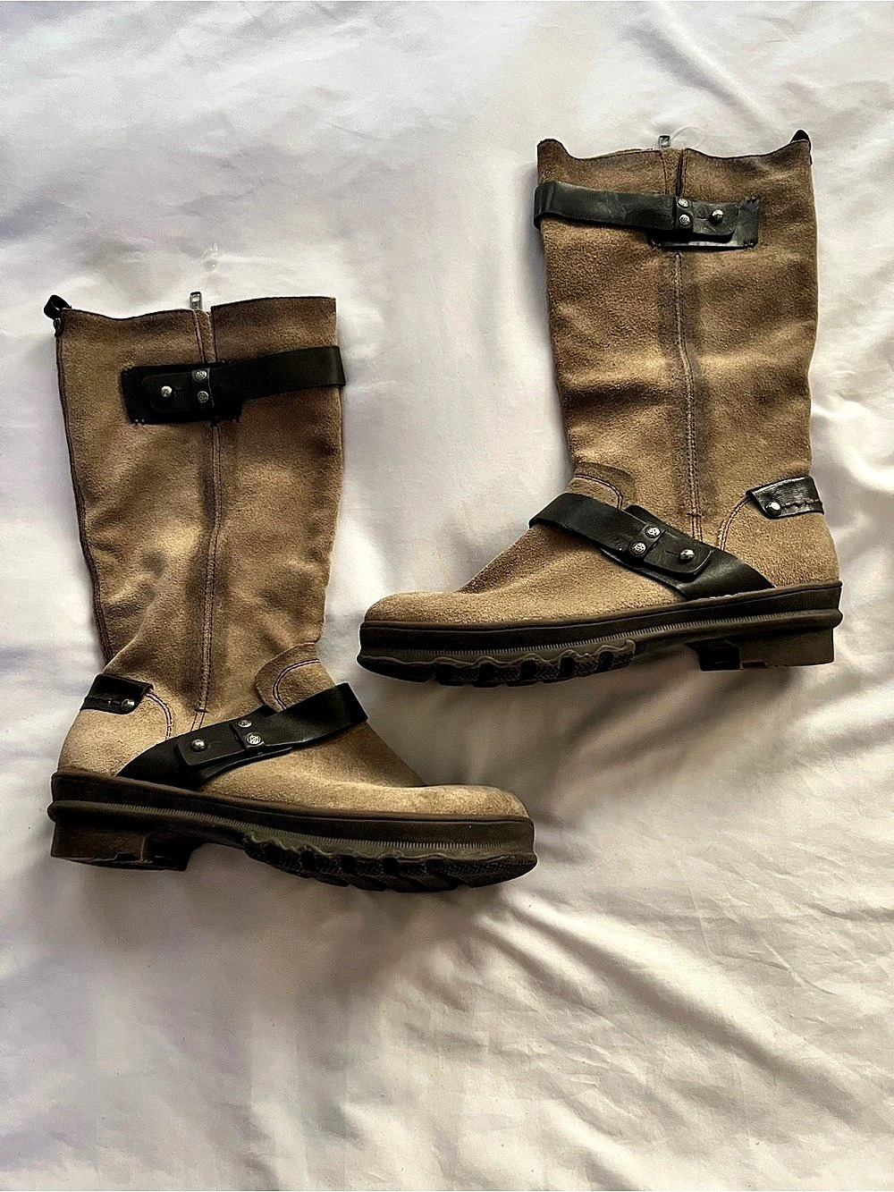 OTBO Defiance brown suede leather mid calf harness riding boots size 7